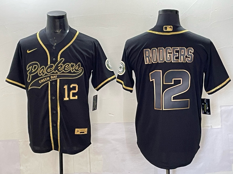 Men Green Bay Packers #12 Rodgers black Nike NFL 2025 jersey 01